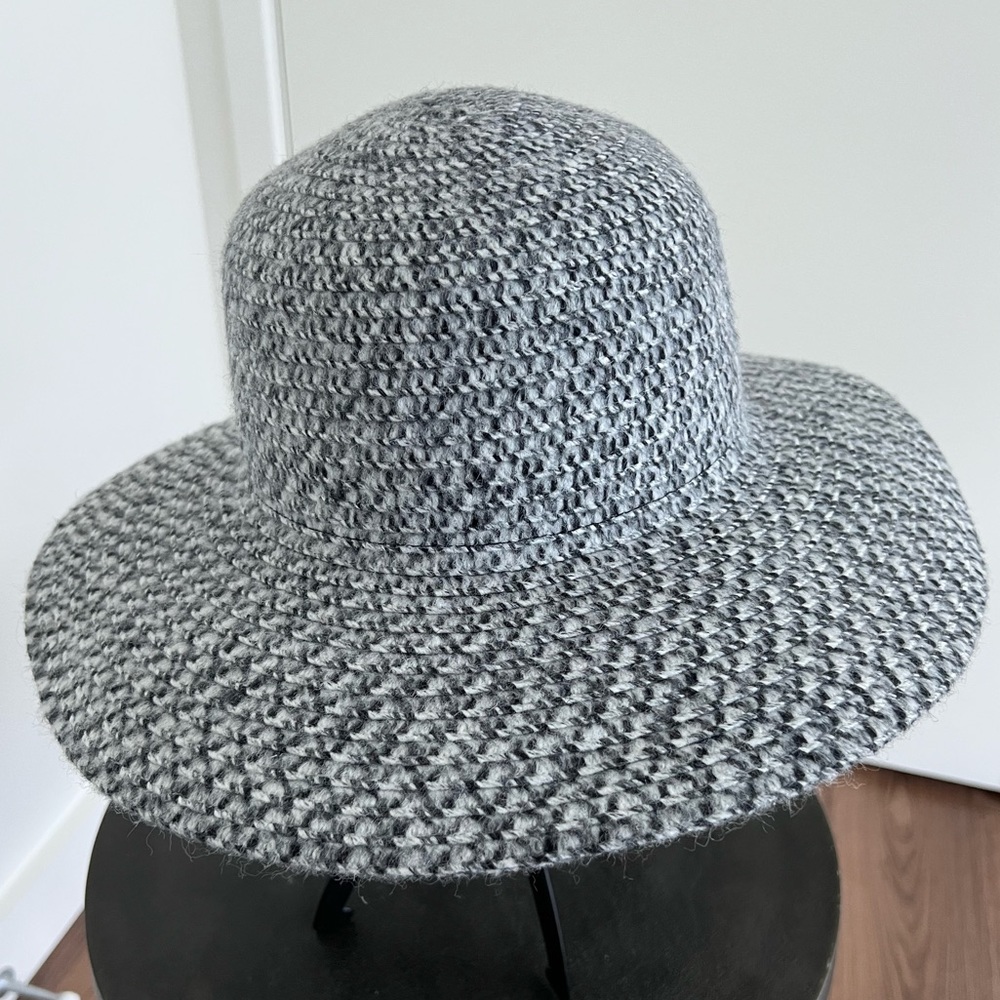 Anthropologie Grey Woven Wide Brim Hat